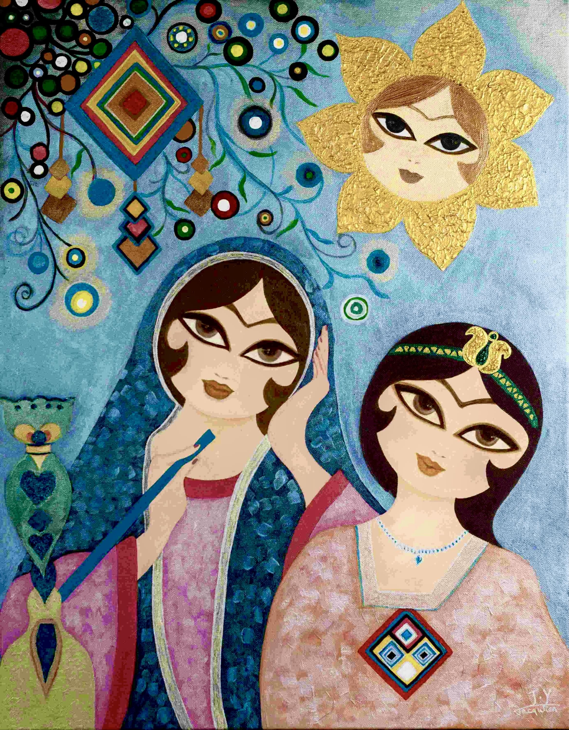 Persian Girl Acrylic On Canvas