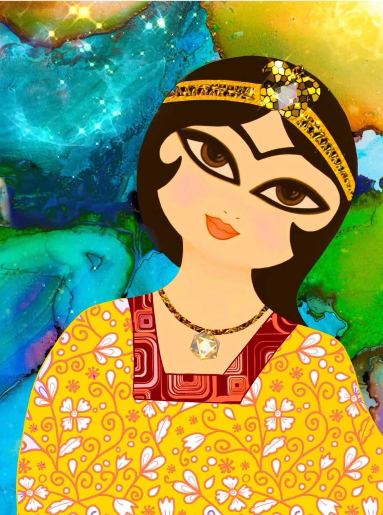 Persian Girl Acrylic On Canvas